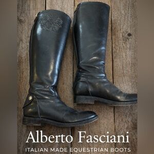 Alberto Fasciani Black Leather Riding Boots